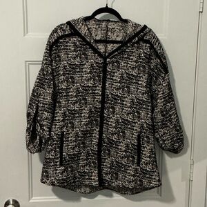 Woven Hooded Jacket - Black & White